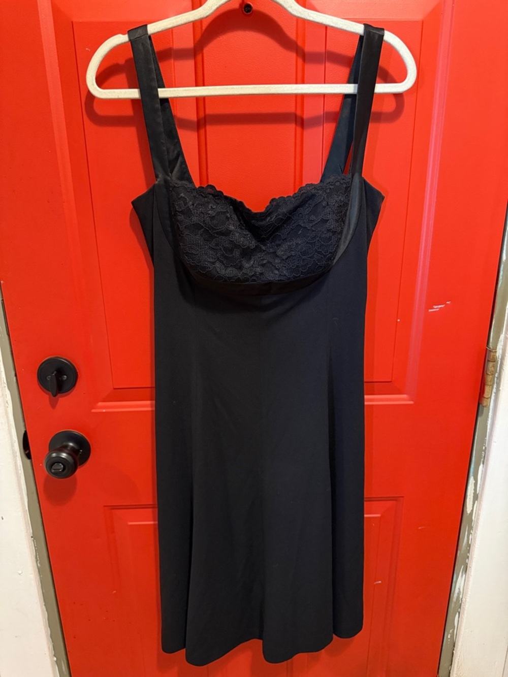 Black Lace-Trim Slip Dress